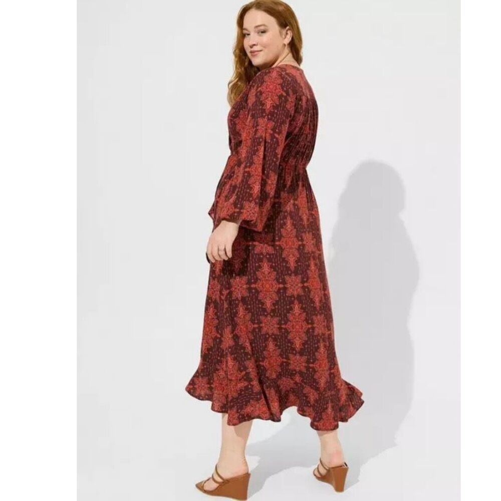 Torrid Plus Size 1 Red Midi Ruffle Surplice Dress… - image 3